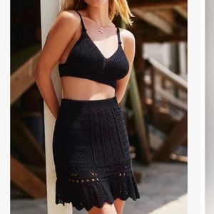 Black Anthropologie Crochet skirt and top set
